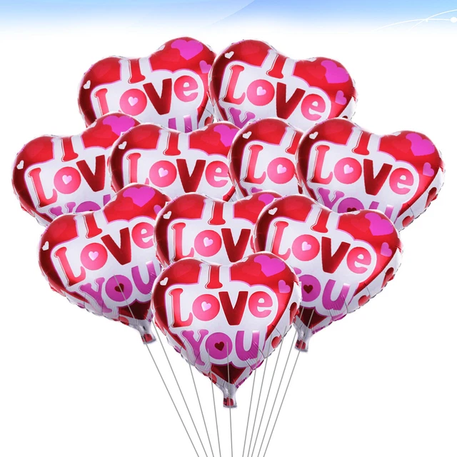 10 pcs Aluminiumfolie Herzballons Valentinstag Ballons Luftballons