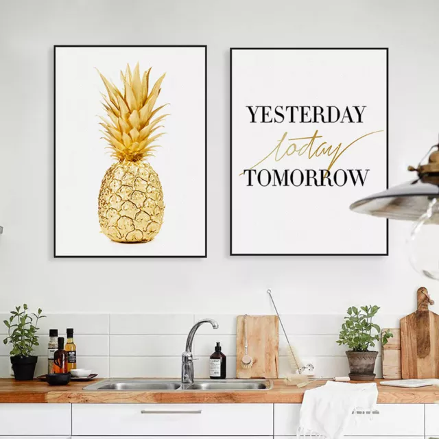 Gold Pineapple Quotes Poster Print A4 Nordic Home Decor Wall Art Canvas Painting