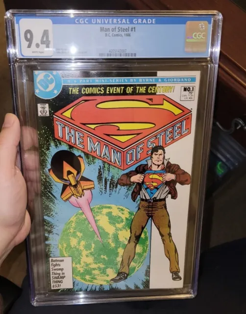 Man of Steel # 1 CGC 9.4 JOHN BYRNE 1st comic Issue with a variant cover * Key