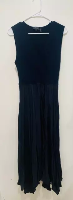 Theory NWOT Navy Blue Long Sleeveless V- Neck Dress Ribbed Top Women Size L