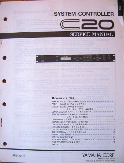 Yamaha C20 Système Contrôleur De Rack Unité Original Service Manuel/Schematics