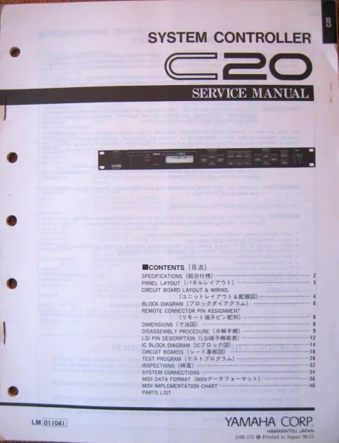 Yamaha C20 Système Contrôleur De Rack Unité Original Service Manuel/Schematics