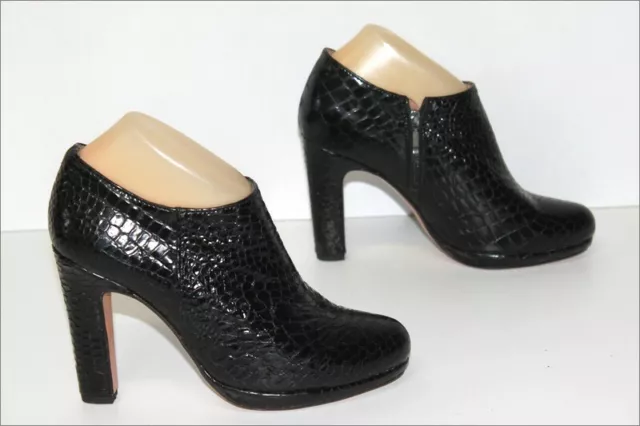 FERICELLI  Bottines Boots Tout Cuir Embossé Noir T 37 TTBE