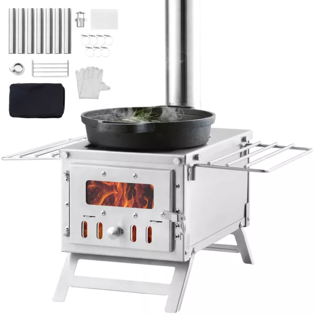 Stufa a Legna Portatile SucceBuy, 202 cm, Stufa Barbecue per Tenda da Campeggio con Tubi