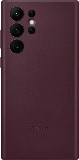 Genuine Samsung Galaxy S22 Ultra Leather Cover Case Burgundy Red