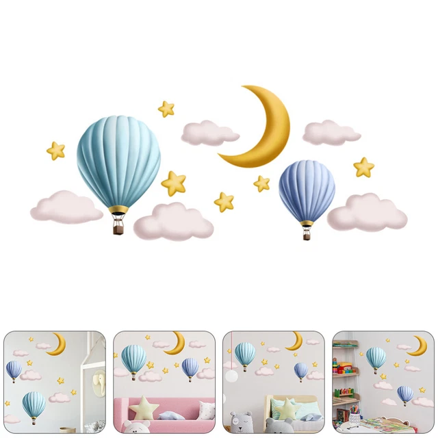 Autocollant Mural Lune Et étoiles - PVC, 60x40cm, Amovible, Décoration Chambre Enfant Ou Salon