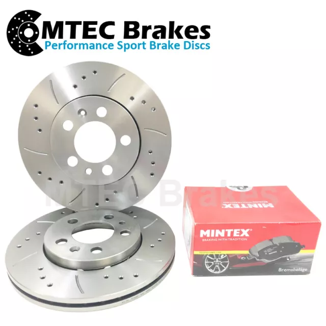 Front Brake Discs & Mintex Pads For Nissan 200SX S14 S14A MTEC Drilled Grooved