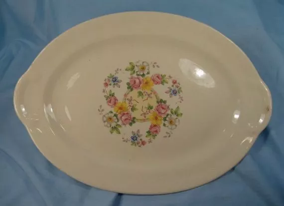 Old Fashioned Cabbage Roses Small Serving Platter Taylor Smith & Taylor AS IS O