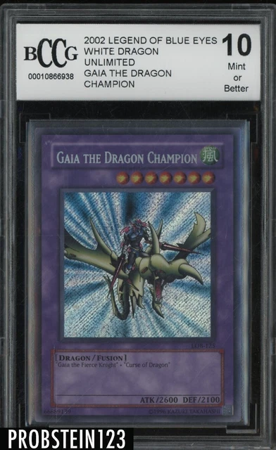 Bccg Label Back 2002 YU-GI-OH! LOB White Dragon Unlimited Gaia The Dragon Champion BCCG ...