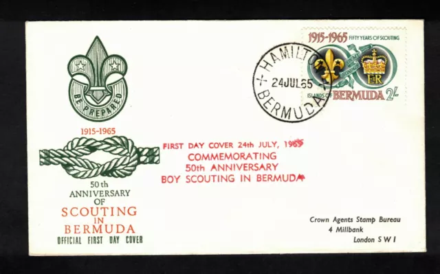 Boy Scouting in Bermuda - FDC Motivumschlag - 1965 Hamilton Stempel - Pfadfinder