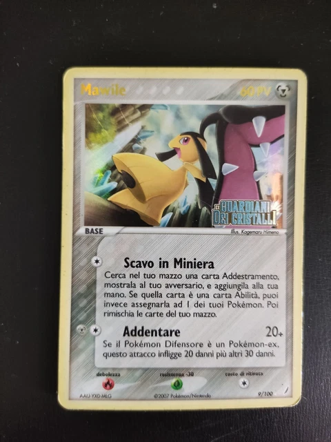 CARTA POKEMON MAWILE 9/100 RARA HOLO REVERSE Ex Guardiani dei Cristalli ...
