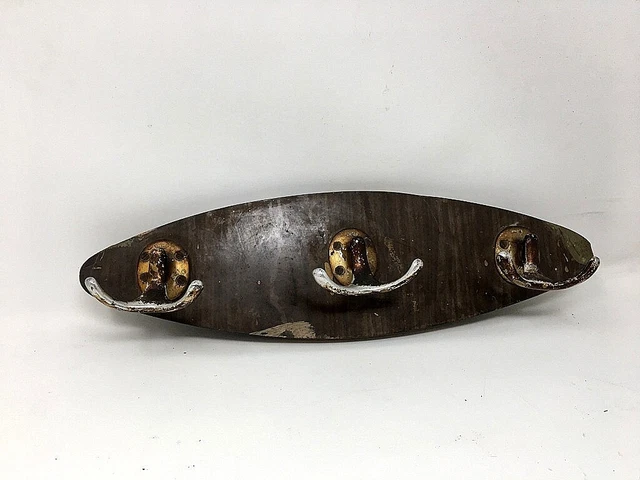 Old Wooden Brass Coat Hanger Hook Wall Fix Tie Hanger 3 Hook Handcrafted
