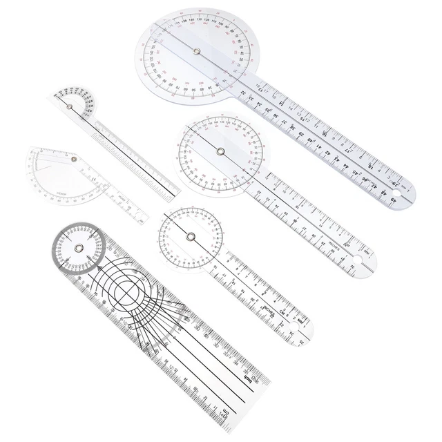6pcs Drafting Ruler Protractor 360 Degree goniometer physiotherapy