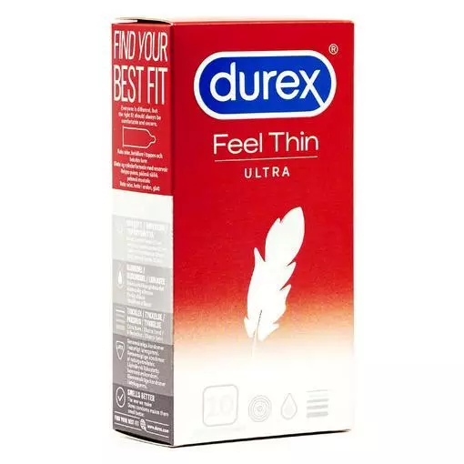 Durex Feel Thin Ultra Extra Sensible Naturel Préservatifs Lubrifiés Boîte 10