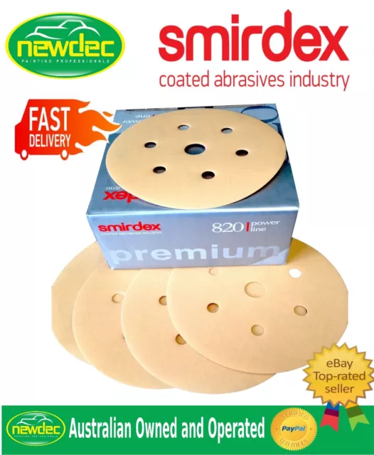 Box 100pcs VEL CRO SANDING DISCS 180 GRIT SMIRDEX 150MM (6") 7 HOLE SANDPAPER