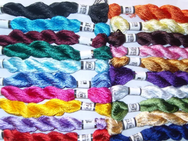 20 New SILK Hand Embroidery Thread Skein, 20 Different Colours, High Quality