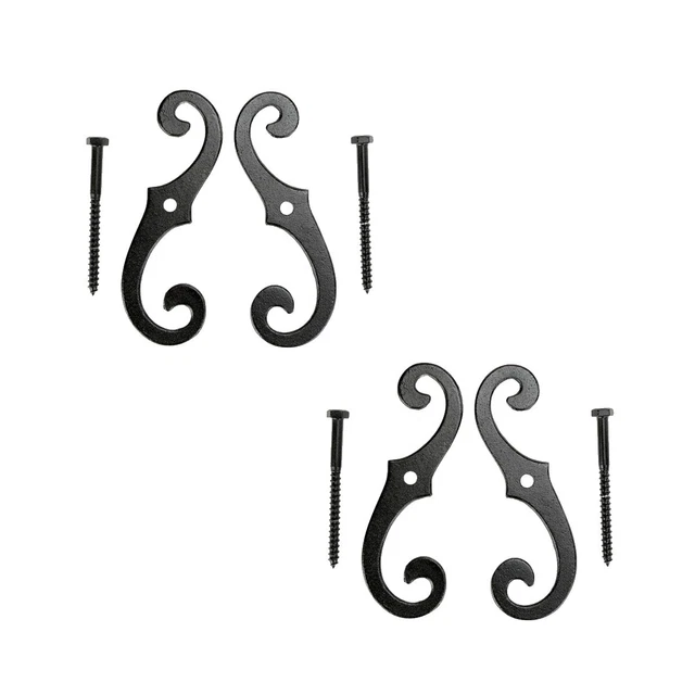 Pairs of Vintage Shutter Dogs S Shaped Shutter Hardware in Black Pack of 2
