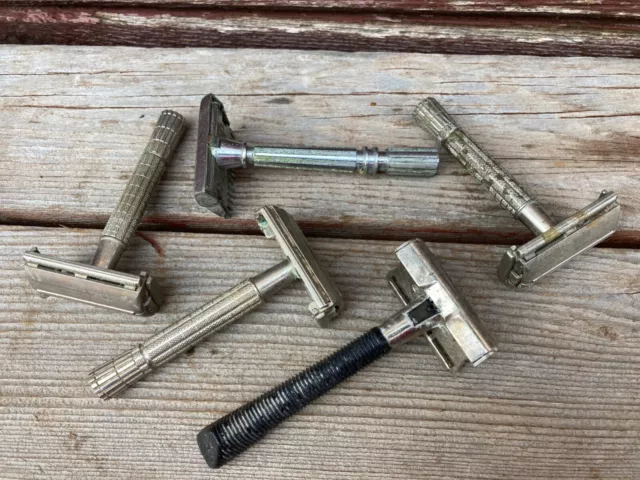 Lot 5 Vintage SAFETY Razors Gillette Gem Micromatic