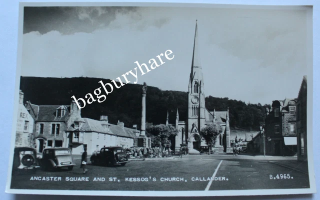 Postcard: Ancaster Square & St. Kessog's Church, Callander. Real Photo. Unposted