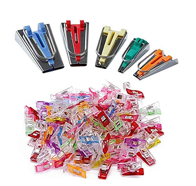 Bias Tape Maker Set 6mm 9mm 12mm 18mm 25mm Fabric, 100pcs Colorful