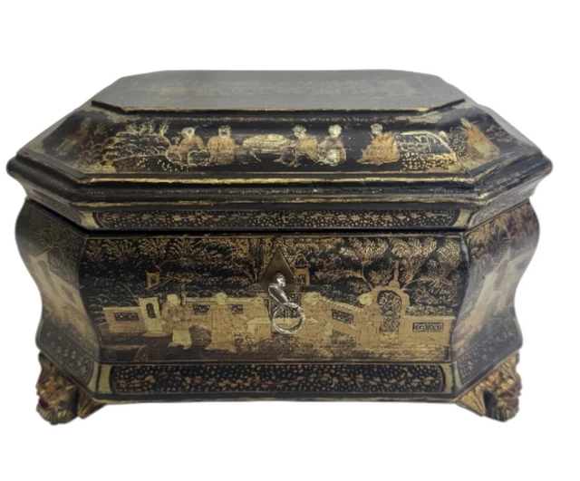 Élégante Boîte à Thé Ancienne E. Leclere Howard Sheffield En Métal Argenté