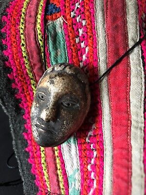 Old Carved Asian Stone / Clay Necklace Face …beautiful collection item