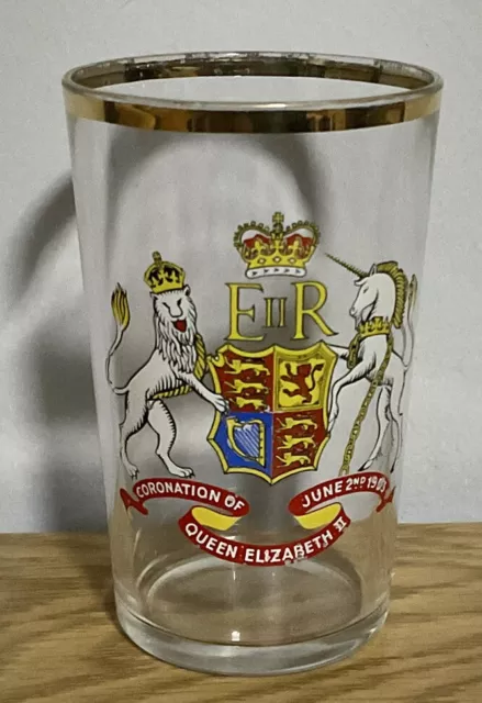 Coronation of QUEEN ELIZABETH II June 2nd 1953 Glass Tumbler Royalty Crown