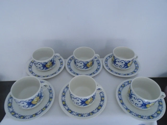 6 grandes tasses et 6 soucoupes Villeroy & Boch Cadiz