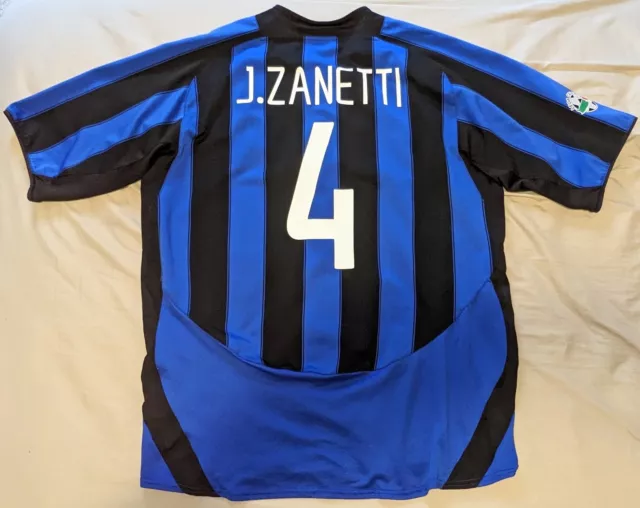 FC Inter (Internazionale) Milan 2003-04 J. Zanetti#4 nike home shirt jersey