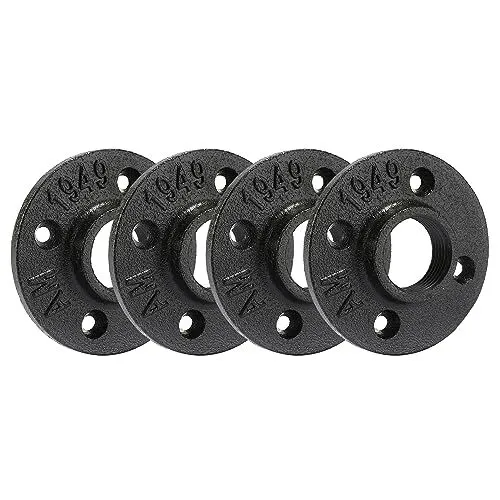 3/4" Heavy Duty Black Floor Flange, 4 Pack Malleable iron Pipe Flange for Ind...