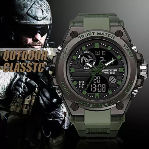 Men's Military Tactical LED Digital Sports Watch Waterproof Backlight Wristwatch