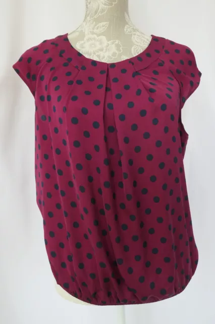 Dorothy Perkins Ladies Pink Spotted Top, Polyester, Elastic Bottom, Size 16