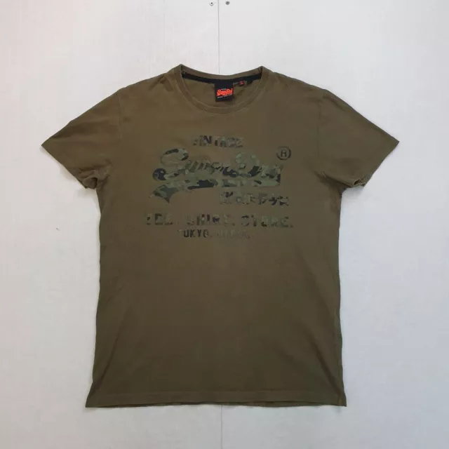 Superdry T Shirt Mens Size Large Camo Print Green