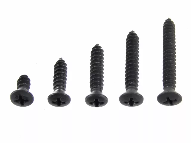 Ford Black Trim Screws- #10 x 1/2" to 1-1/2"- #10 Oval Head- 125pcs (25ea)- #351
