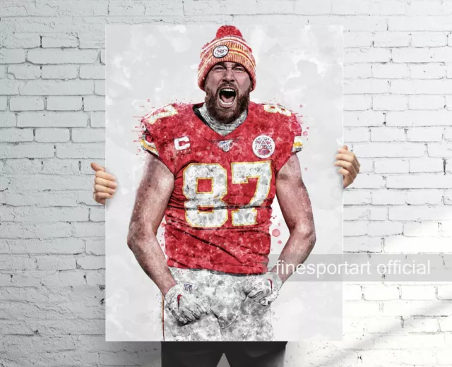 Travis Kelce Kansas City Chiefs Poster, Canvas, Football print,sport wall art