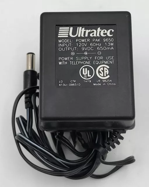 Ultratec Power Pak 9640 Telephone Power Supply 9VDC 650mA