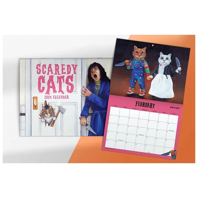 SCAREDY CATS 2024 Monthly Calendar, Horror Movie Parody 12Month