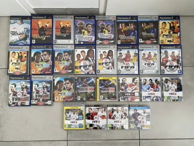 Lot de 28 jeux de football - PS2 / PS3 - FIFA et PES - PAL