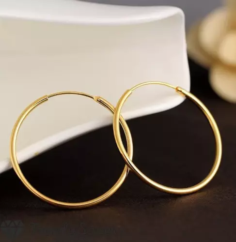 14K Gold Filled 925 Sterling Silver Post Large Endless Huggie Hoop Earrings 45MM