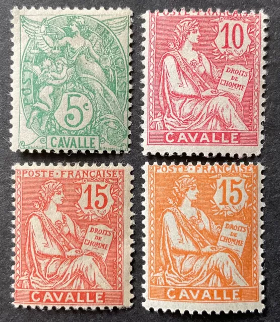 French P.O. In Turkish Empire Cavalle 1902 4 x stamps mint hinged