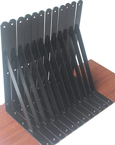 12 Pack L12" x H 8" Black Heavy Duty Shelf Brackets with Screws Metal Shelf B...