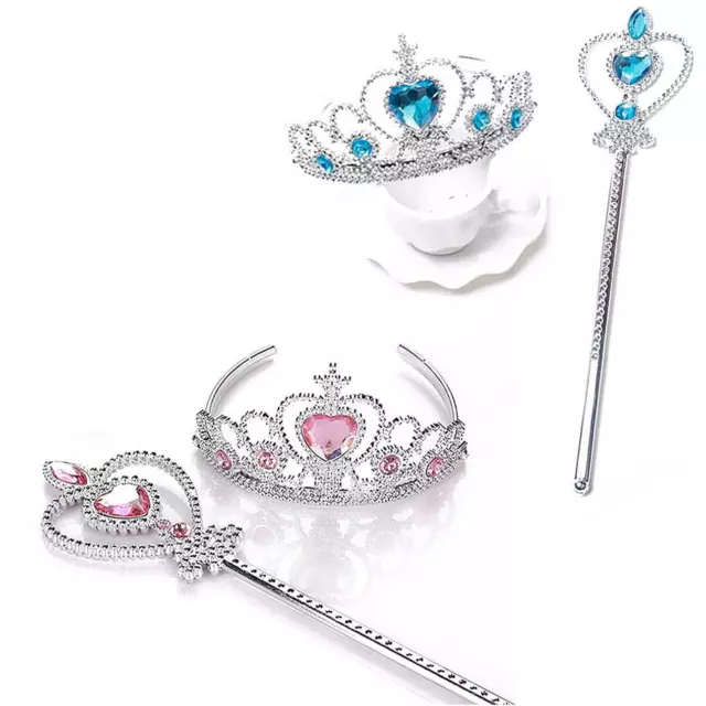 Bacchetta magica e parrucca tiara tiara corona per ragazze congelate Elsa Anna