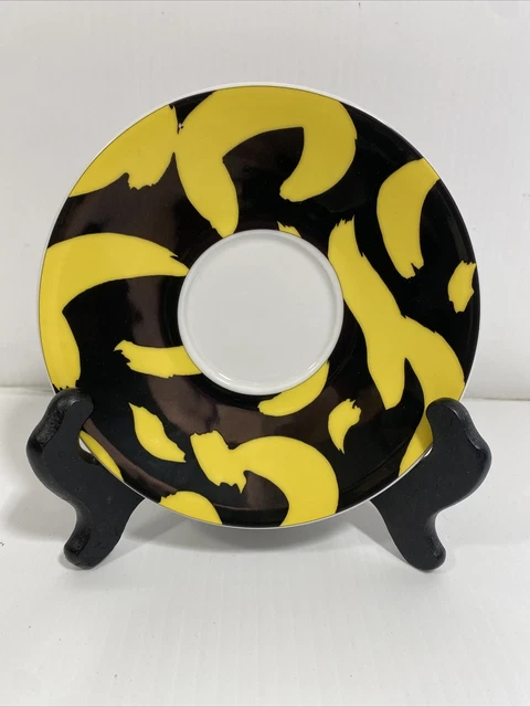 Eschenbach Porzellan Germany Saucer Plate Black And Yellow China Plate 5.75"