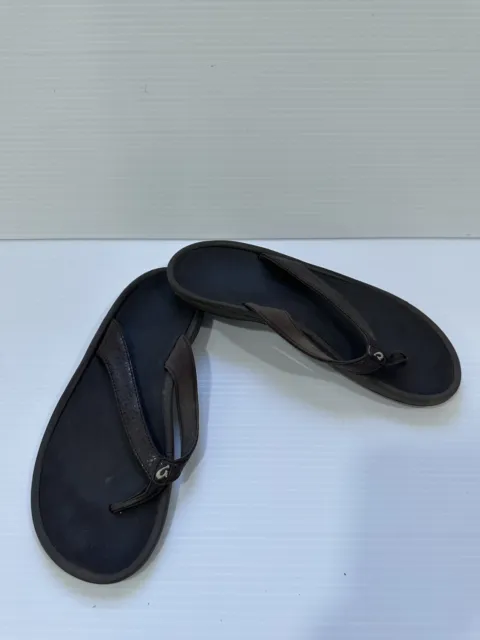 OluKai KUMU Women's Size 9 US Brown Leather Thong Style Flip Flop Sandals
