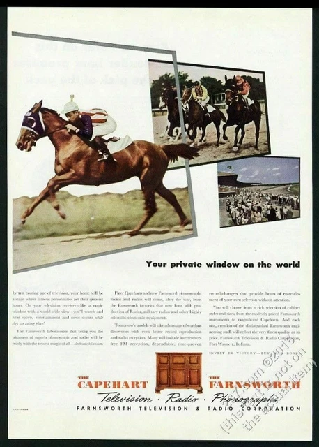 1945 Kentucky Derby Gara Cavallo Colore Foto Capehart Farnsworth Vintage Con Ad