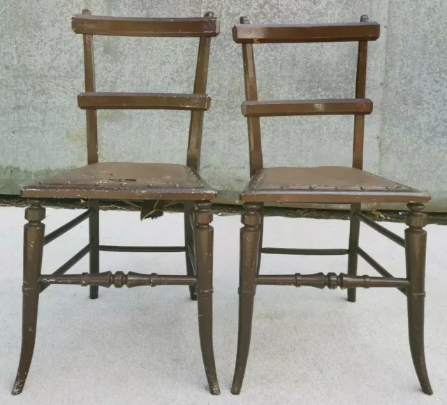 Pair of Victorian Oak Oriental Style Chairs for Restoration / Renovation 2