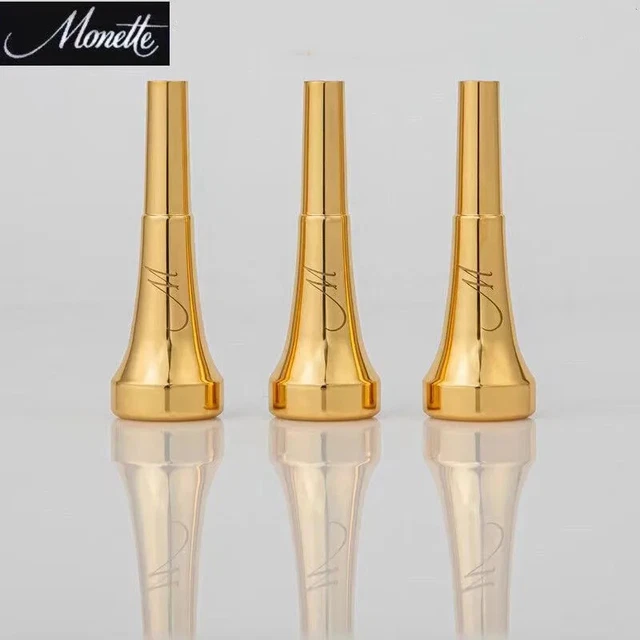 Monette Bb Trumpet Mouthpiece 7C 5C 3C 1.5 Size Pro Silver/Gold Plated Brass