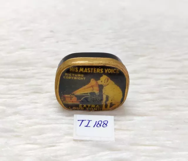 Vintage His Master Voice Gramophone Needle Advertising Tin Box Empty TI188