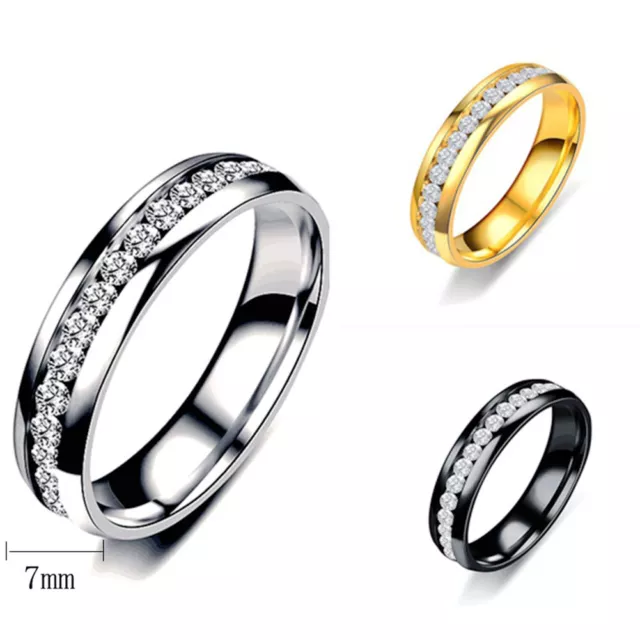 Hommes Femmes Cz Couple Anneaux De Mariage En Acier Inoxydable Titane Bague .