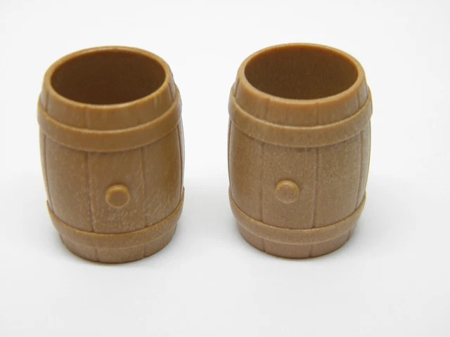 Lot De 2 Tonneaux Playmobil Western - Accessoire Pour Bateau Ou Décor Cowboy - Occasion Bon état